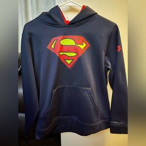 Under Armour Blue and Red Sweater with Iconic Superman Logo Youth Large